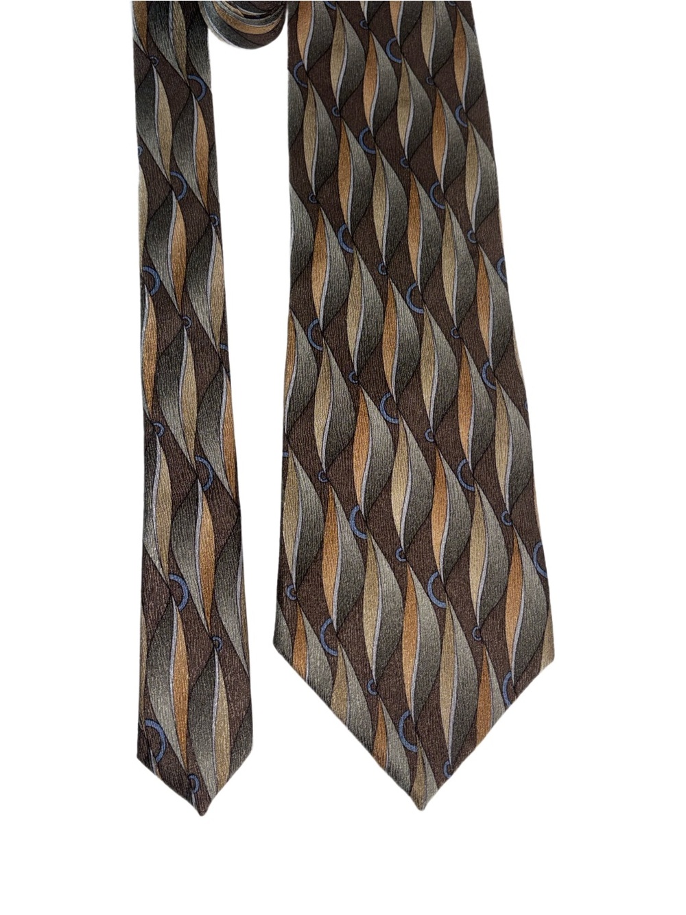 CHRISTOPHER REEVE COLLECTION brown, bronze, blue - Karen Colvin Design Silk Tie